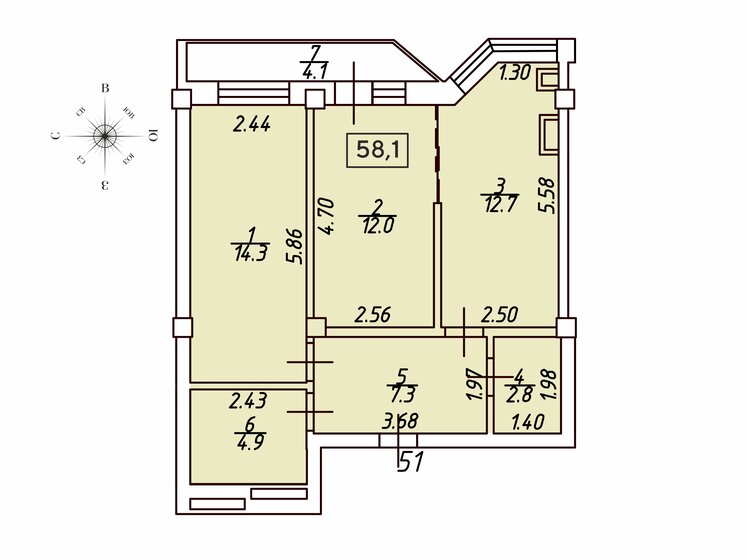 46 м², 2-комнатная квартира 6 400 000 ₽ - изображение 70