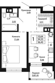 Квартира 36,5 м², 1-комнатная - изображение 1