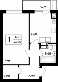 43,2 м², 1-комнатная квартира 4 972 600 ₽ - изображение 16