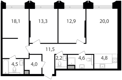 123 м², 3-комнатная квартира 48 500 000 ₽ - изображение 94
