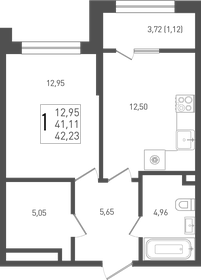 Квартира 42,2 м², 1-комнатная - изображение 1