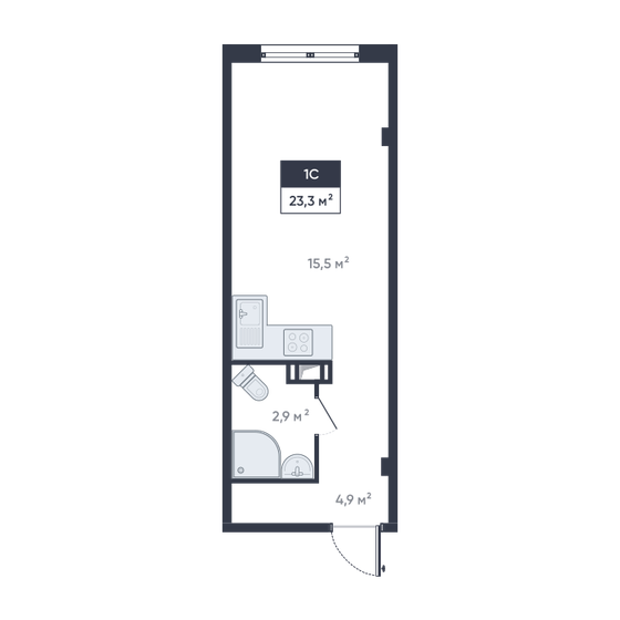 23 м², квартира-студия 3 646 303 ₽ - изображение 28