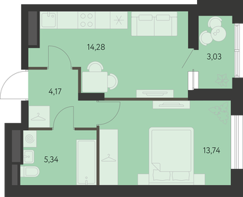 Квартира 39,1 м², 1-комнатная - изображение 1