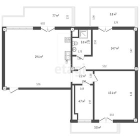 Квартира 89,3 м², 2-комнатные - изображение 2