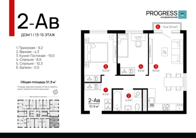 Квартира 54,9 м², 2-комнатная - изображение 1