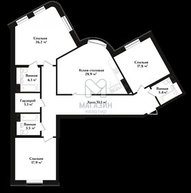 Квартира 144 м², 3-комнатная - изображение 2