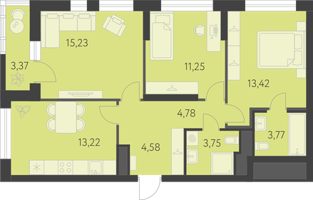 Квартира 71,7 м², 3-комнатная - изображение 1