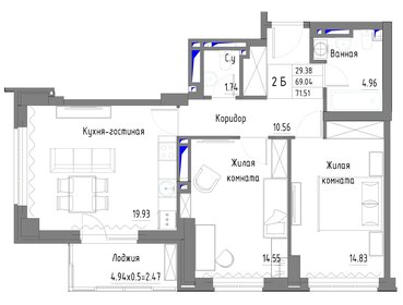 96 м², 3-комнатные апартаменты 9 800 000 ₽ - изображение 74