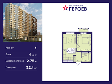 32,4 м², 1-комнатная квартира 6 200 000 ₽ - изображение 24