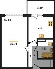 Квартира 32,7 м², 1-комнатная - изображение 1