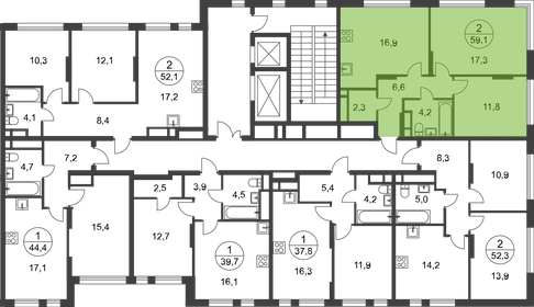 59,1 м², 2-комнатная квартира 16 399 734 ₽ - изображение 2