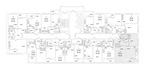 55,8 м², 2-комнатная квартира 11 100 000 ₽ - изображение 110