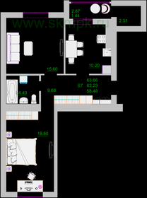 63,5 м², 2-комнатная квартира 15 300 000 ₽ - изображение 32
