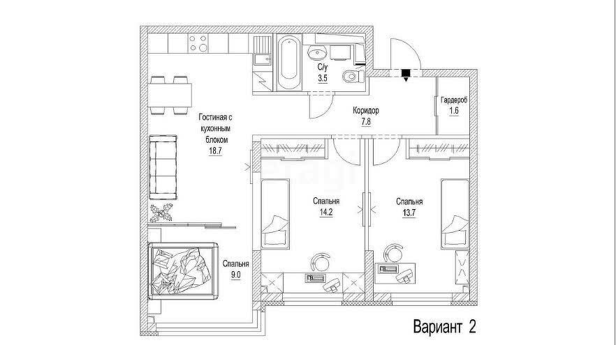 72,4 м², 3-комнатная квартира 7 390 000 ₽ - изображение 1