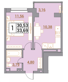 33,7 м², 1-комнатная квартира 3 369 000 ₽ - изображение 22