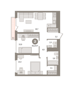 55,6 м², 3-комнатная квартира 7 900 000 ₽ - изображение 102