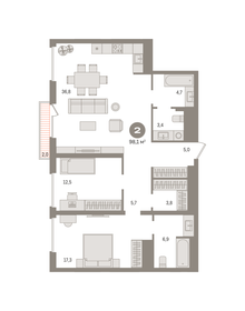97,3 м², 2-комнатная квартира 16 960 000 ₽ - изображение 56