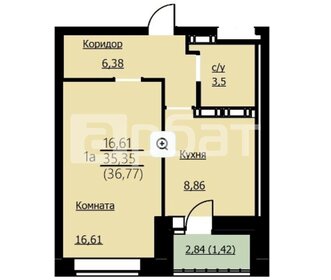 Квартира 36,8 м², 1-комнатная - изображение 1