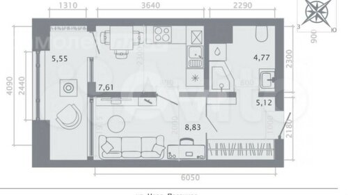 Квартира 29,1 м², 1-комнатная - изображение 1