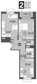 62,7 м², 2-комнатная квартира 9 141 218 ₽ - изображение 17