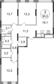 Квартира 90 м², 3-комнатная - изображение 1