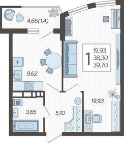 Квартира 39,7 м², 1-комнатная - изображение 1