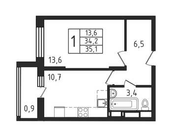 26 м², 1-комнатная квартира 4 950 000 ₽ - изображение 1