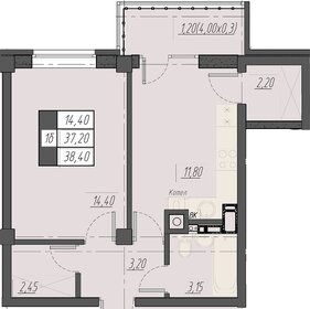 Квартира 38,4 м², 1-комнатная - изображение 1