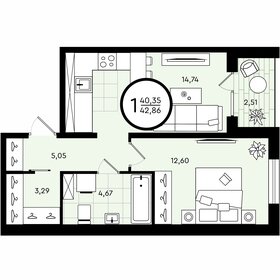 43,8 м², 1-комнатная квартира 5 220 640 ₽ - изображение 30