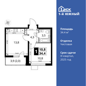 34,4 м², 1-комнатная квартира 8 496 800 ₽ - изображение 46