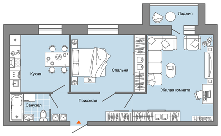 Квартира 63 м², 2-комнатная - изображение 1