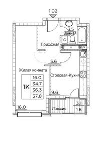 38 м², 1-комнатная квартира 7 555 244 ₽ - изображение 30