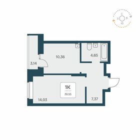 Квартира 39,6 м², 1-комнатная - изображение 1