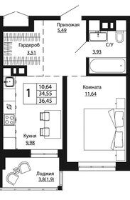 Квартира 36,7 м², 1-комнатная - изображение 1