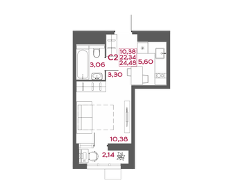 Квартира 24,5 м², студия - изображение 1