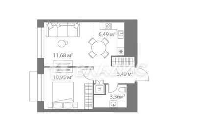 45,9 м², 1-комнатная квартира 16 496 634 ₽ - изображение 1