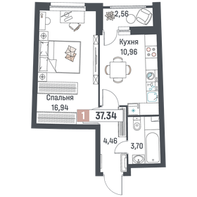 37,4 м², 1-комнатная квартира 6 345 765 ₽ - изображение 10