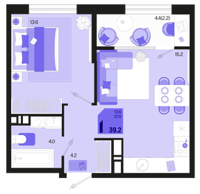 37 м², 1-комнатная квартира 7 100 160 ₽ - изображение 70