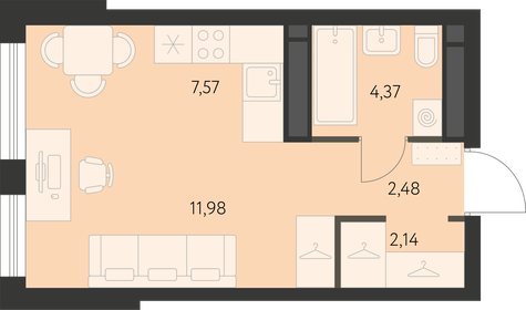 28,1 м², квартира-студия 4 114 000 ₽ - изображение 30