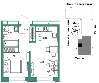 30,8 м², 2-комнатная квартира 3 450 000 ₽ - изображение 88