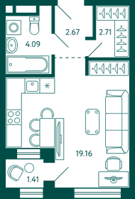 Квартира 29,3 м², 1-комнатная - изображение 1