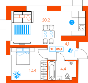 44,5 м², 1-комнатная квартира 5 440 000 ₽ - изображение 49
