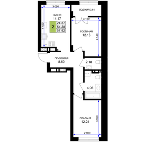 Квартира 57,9 м², 2-комнатная - изображение 1