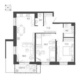 65,5 м², 3-комнатная квартира 12 000 000 ₽ - изображение 44