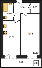 Квартира 46,5 м², 1-комнатная - изображение 1