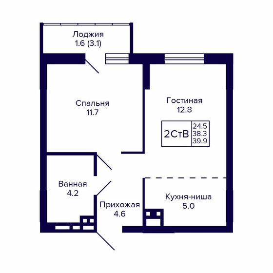 39,9 м², 2-комнатная квартира 6 264 300 ₽ - изображение 22