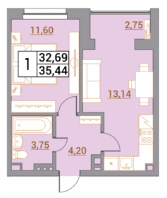 35,6 м², 1-комнатная квартира 3 628 140 ₽ - изображение 34