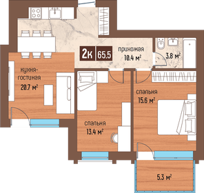 Квартира 65,5 м², 2-комнатная - изображение 1