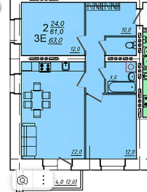 61 м², 2-комнатная квартира 5 246 000 ₽ - изображение 17