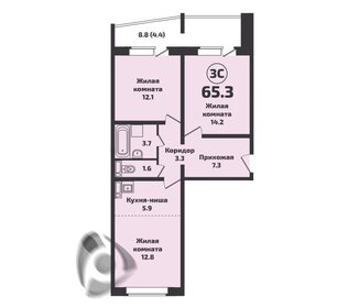 Квартира 65,3 м², 3-комнатная - изображение 1